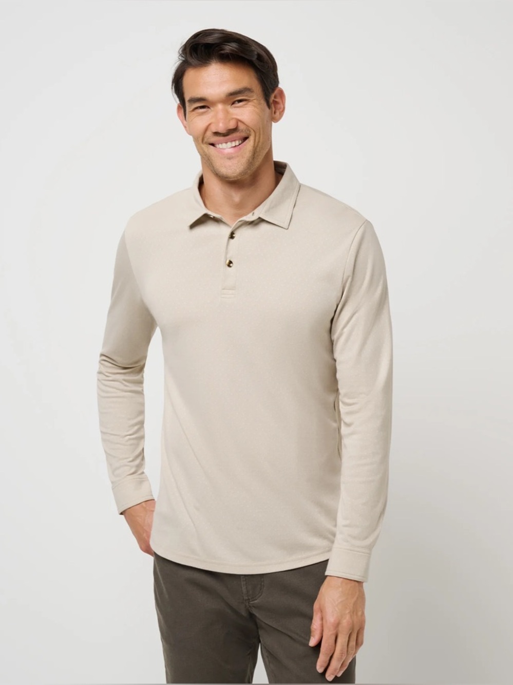 NWT Travis Mathew HANDSOME TOWN Long Sleeve Polo golf shirt travismathew LARGE